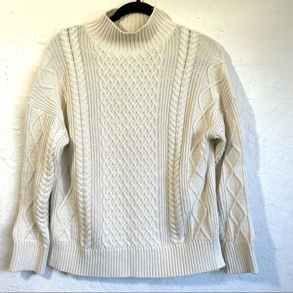J Crew Long Cotton Cable Knit Mockneck Sweater Style BD709 - Picture 5 of 16